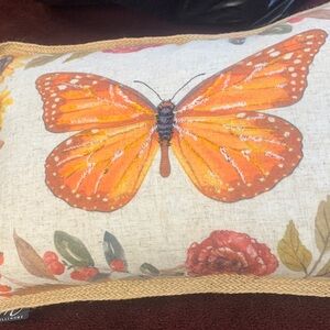 Butterfly Accent Pillow with Orange and Cream Design30 by 14